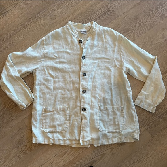 CP Shades women’s medium 100% Linen Button Jacket cream with pockets - Picture 5 of 10